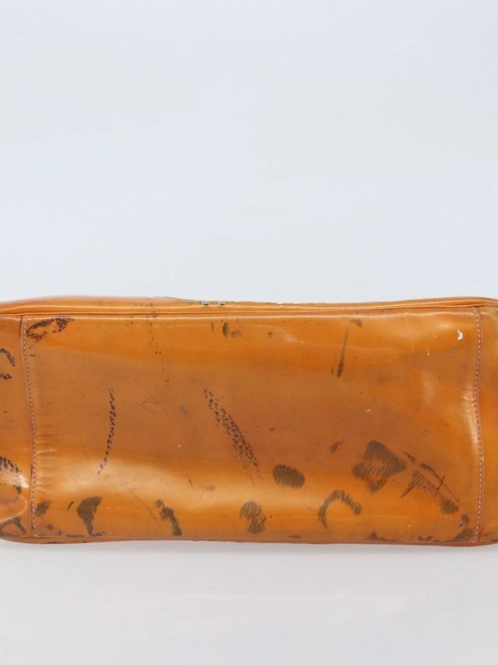 CHANEL Chain Tote Bag Patent leather Orange Silver CC Auth 169018 - Picture 7 of 16